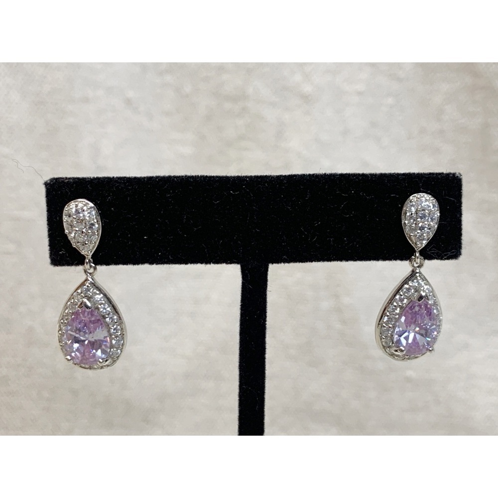 Sterling silver Purple clear Rhinestone Earrings